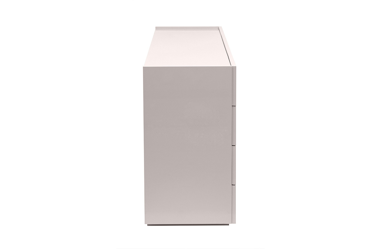 Buffet beige laqu� brillant 3 portes 4 tiroirs L200 cm ISAURE