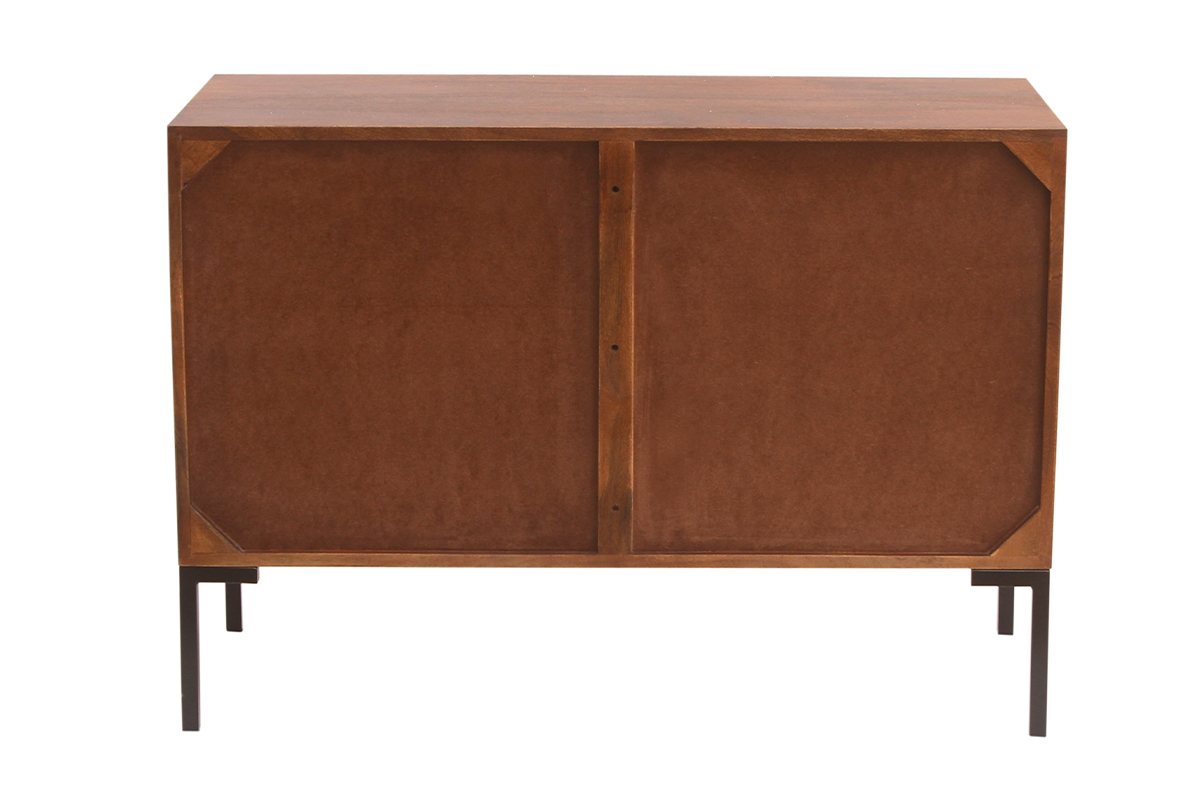 Buffet en bois fonc� manguier massif et m�tal noir 2 portes L100 cm ONDA