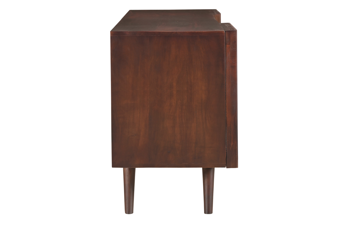 Buffet en manguier massif teint� bois fonc� 2 portes coulissantes L140 cm ALBA
