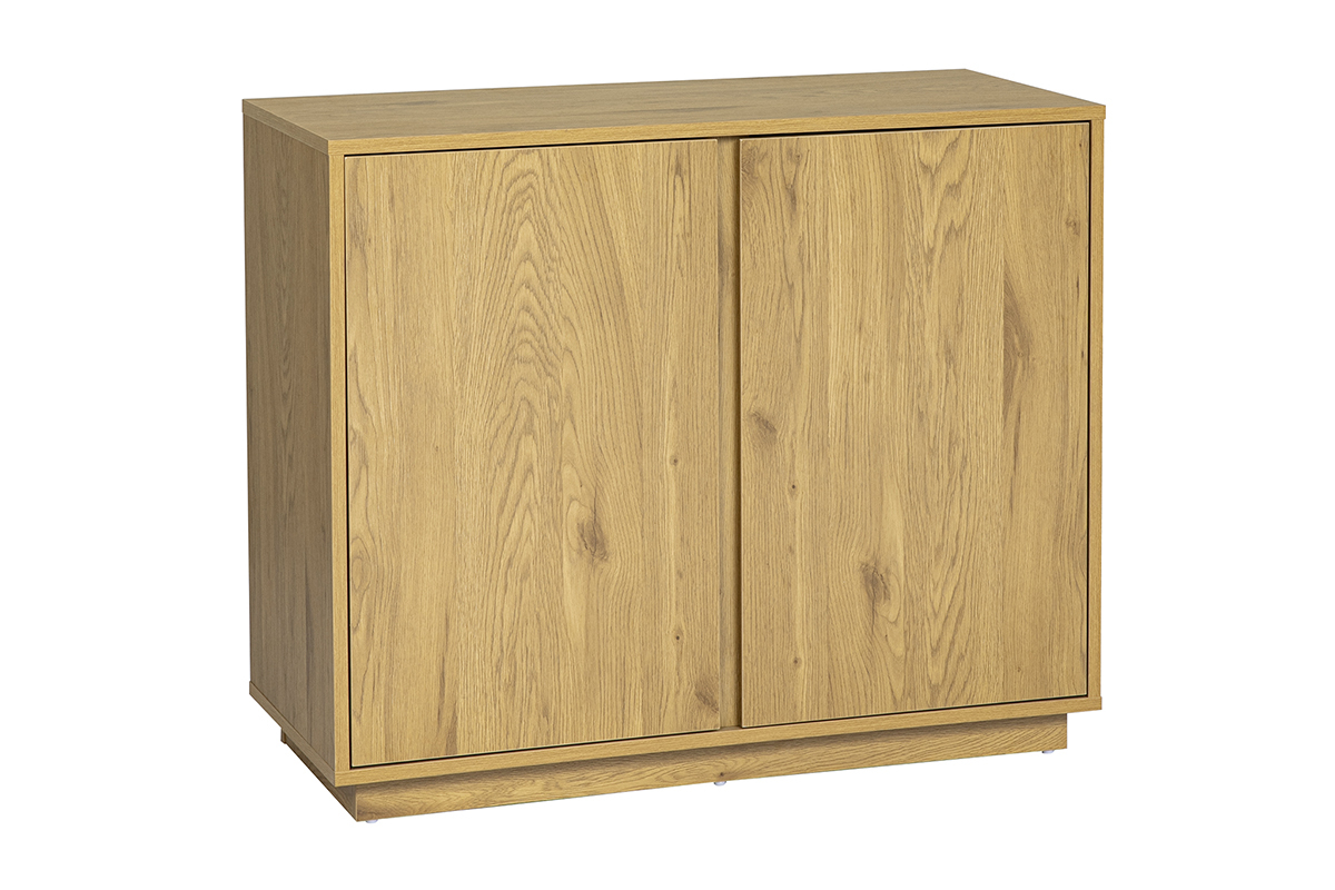 Buffet scandinave en ch�ne clair avec deux portes, vue de 3/4, L90 cm