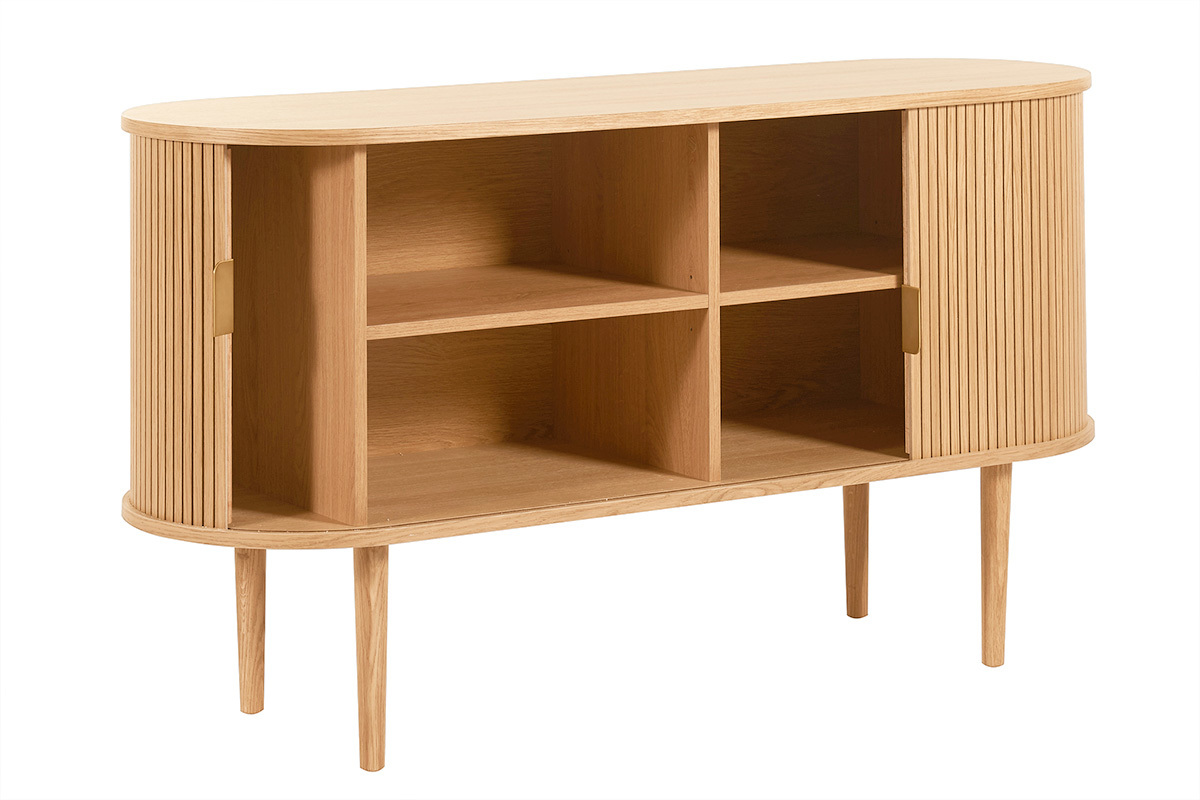 Buffet vintage en bois clair ch�ne 2 portes coulissantes L138 cm EPIC