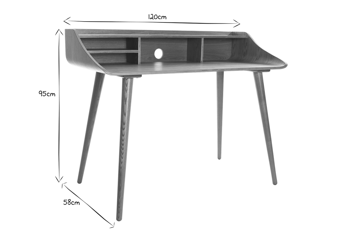 Bureau avec rangements vintage bois fonc� L120 cm NORDECO