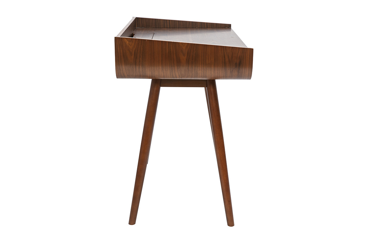 Bureau scandinave bois fonc� avec rangements 2 tiroirs L100 cm HALLEN