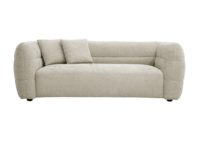Canap&eacute; 3 places en tissu effet velours textur&eacute; beige JOYA