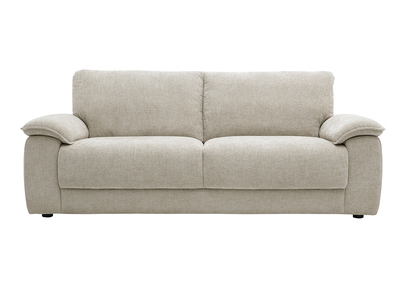 Canap&eacute; 3 places en tissu effet velours textur&eacute; beige LIVIO