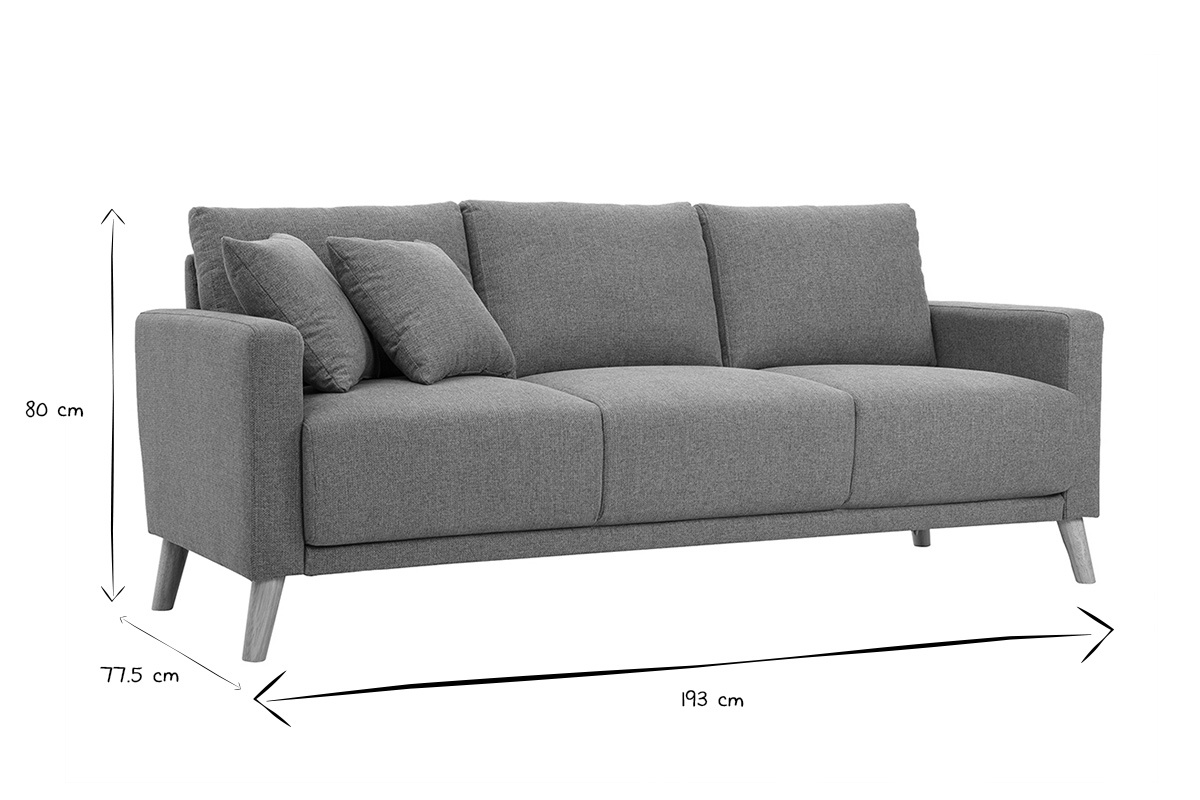 Canap� 3 places en tissu vert de gris et bois clair MUNIK
