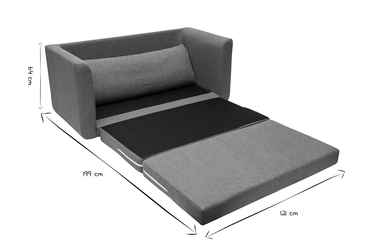 Canap� convertible 2 places en tissu vert de gris LEON