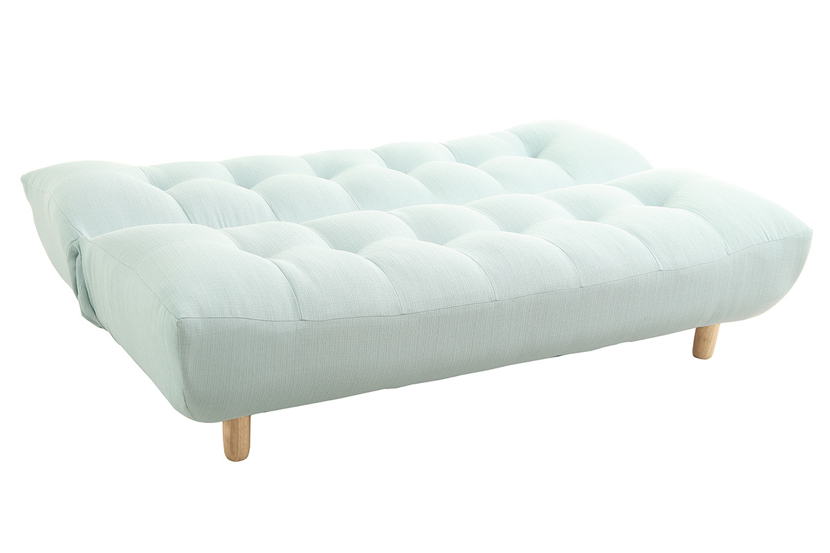 Canap� convertible scandinave en tissu menthe � l'eau et bois clair YUMI