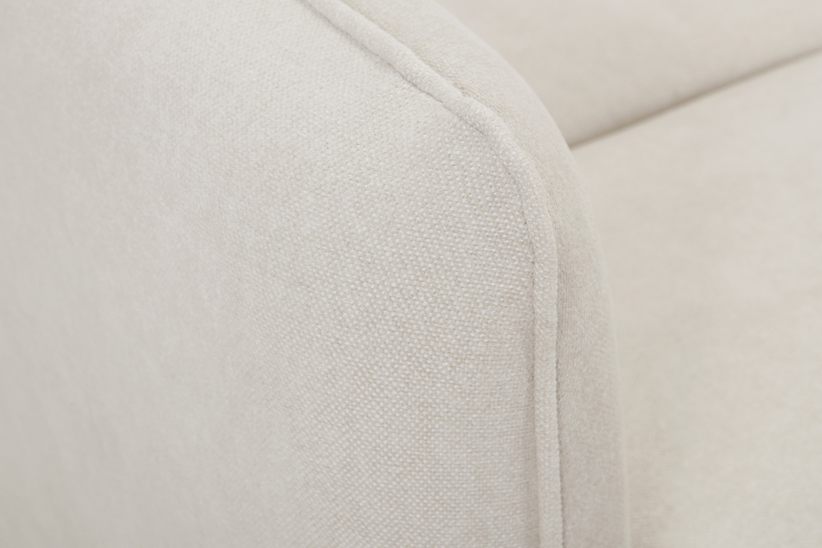 Canap� d'angle convertible et r�versible 3-4 places en tissu effet velours beige et bois clair ROMANE