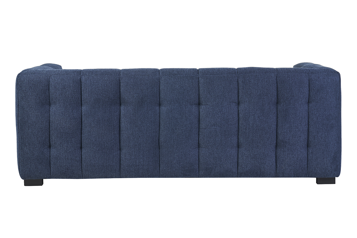 Canap� design 3 places en tissu effet velours textur� bleu fonc� CORTO