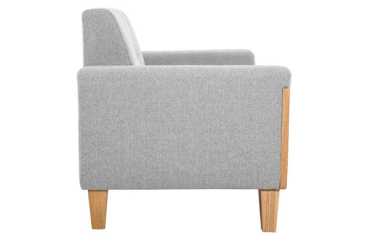 Canap� scandinave 2 places en tissu gris et bois clair FJORD