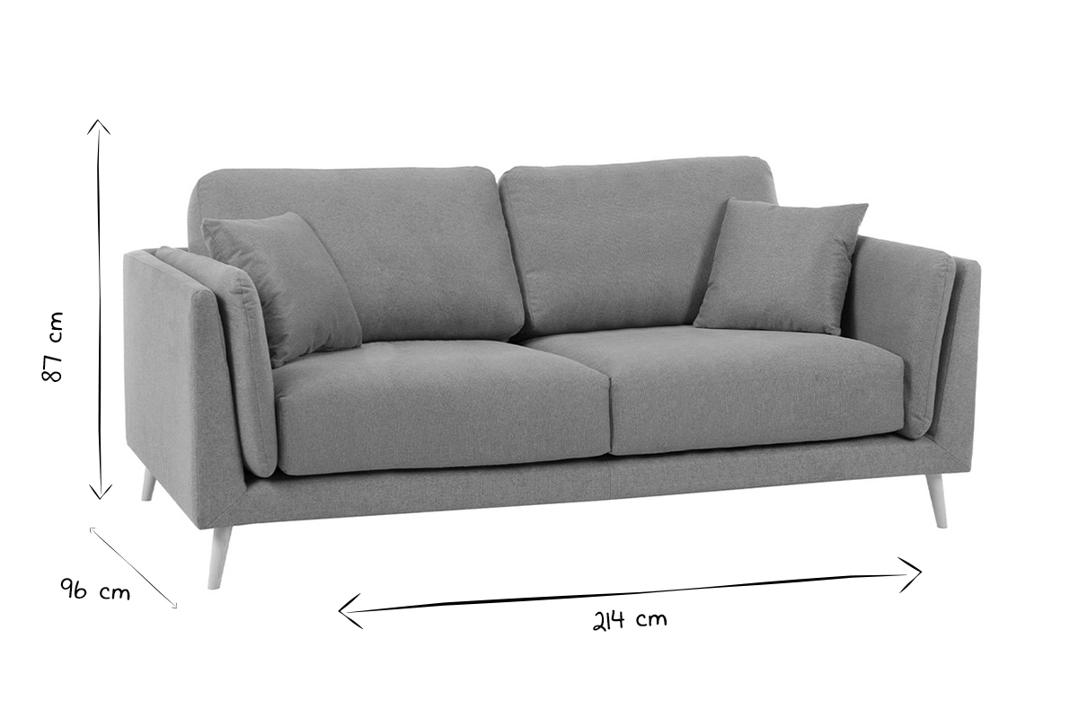 Canap� scandinave 3 places en tissu beige naturel et bois clair VOGUE