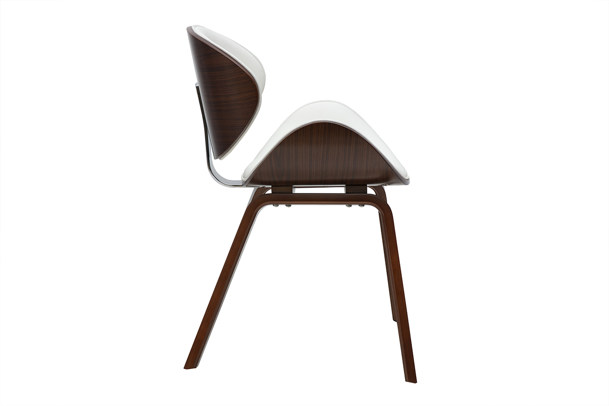 Chaise design blanche et bois fonc� noyer WALNUT
