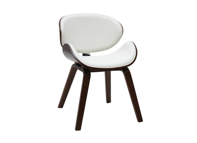 Chaise design blanche et bois fonc&eacute; noyer WALNUT
