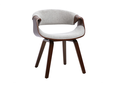 Chaise design en tissu effet velours textur&eacute; gris et bois fonc&eacute; ARAMIS