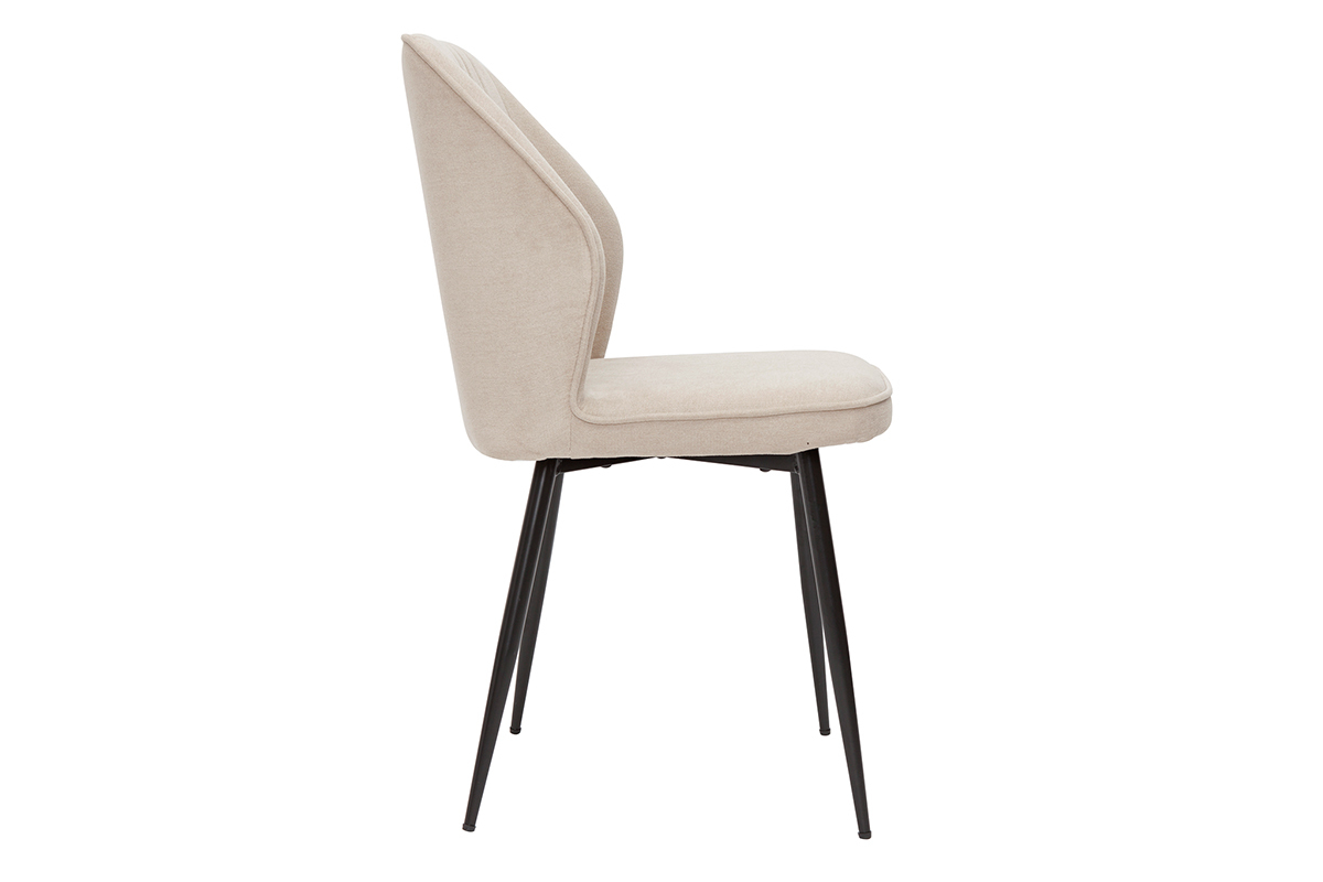 Chaises design en tissu effet velours beige et m�tal noir (lot de 2) FANETTE