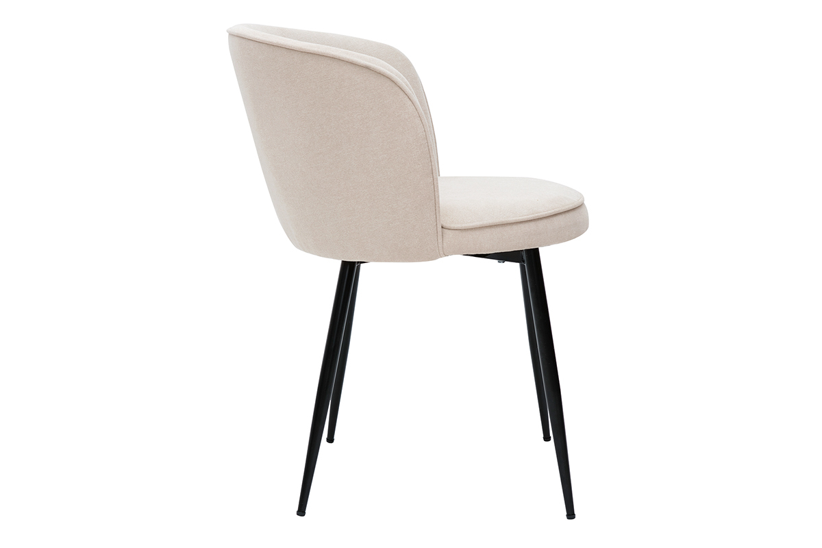 Chaises design en tissu effet velours beige et m�tal noir (lot de 2) SERIF