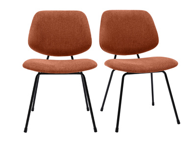 Chaises design en tissu effet velours terre br&ucirc;l&eacute;e et m&eacute;tal noir (lot de 2) BARNET