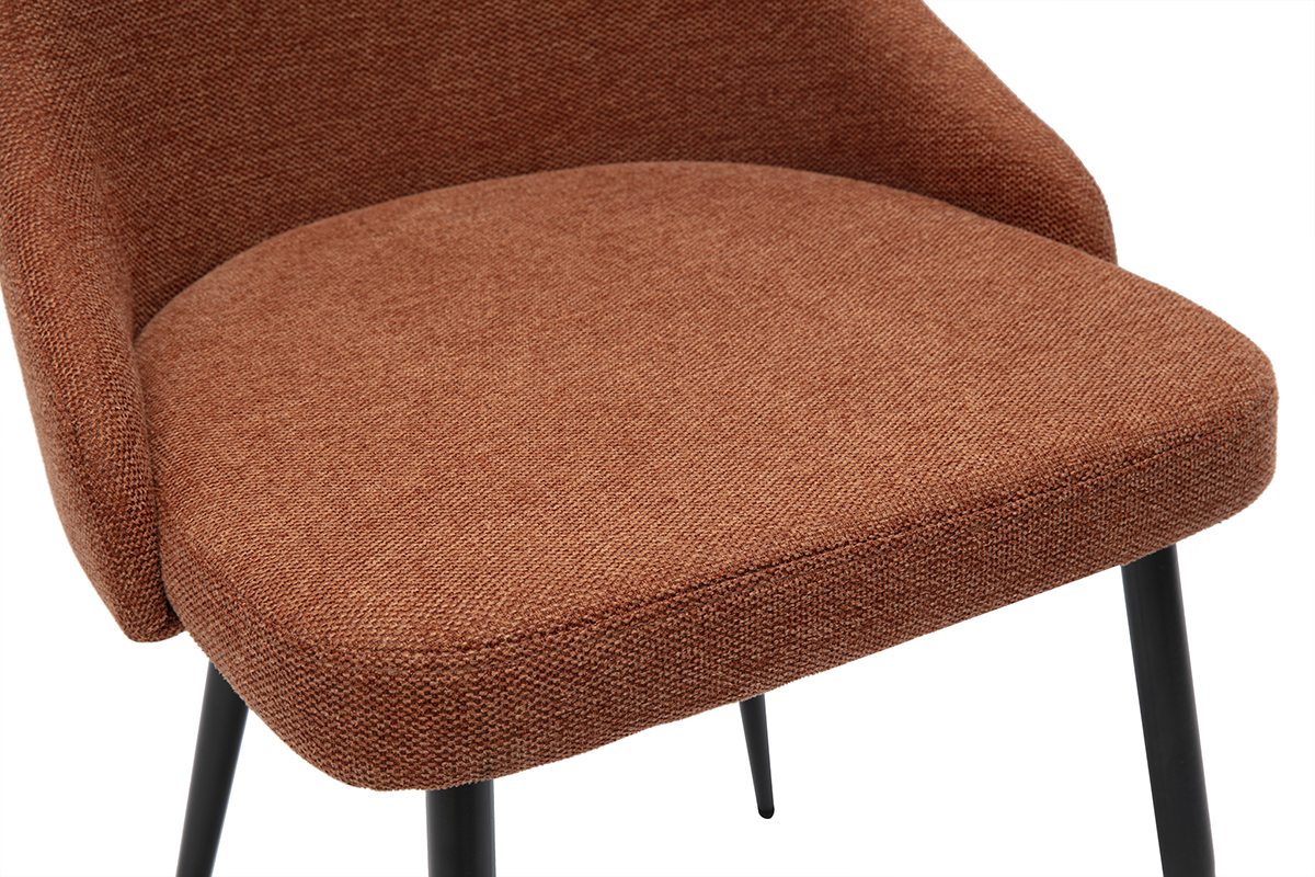 Chaises design en tissu effet velours textur� terre br�l�e et m�tal noir (lot de 2) CULT