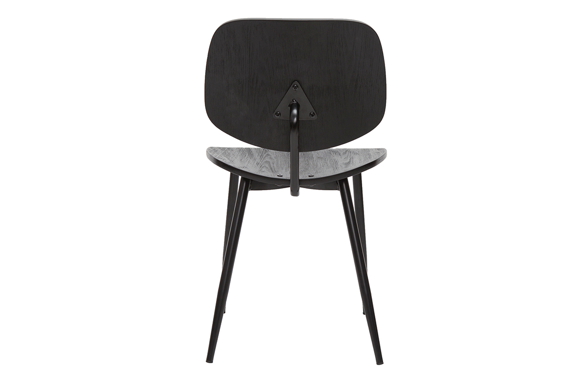 Chaises design noire en bois noir et m�tal (lot de 2) TOBIAS