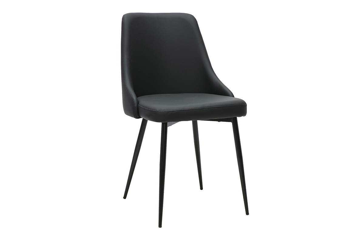 Chaise design noire CULT vue de 3/4 avec pi�tement fusel� en m�tal
