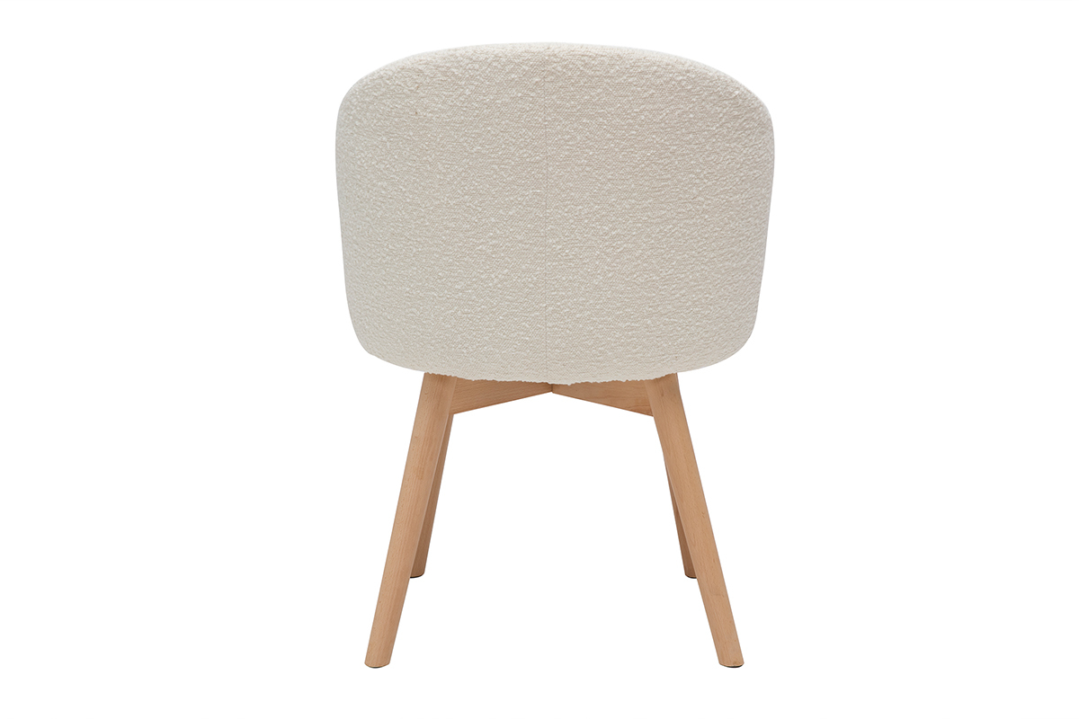 Chaises scandinaves en tissu effet laine boucl�e blanc cass� et bois clair massif (lot de 2) VANITY