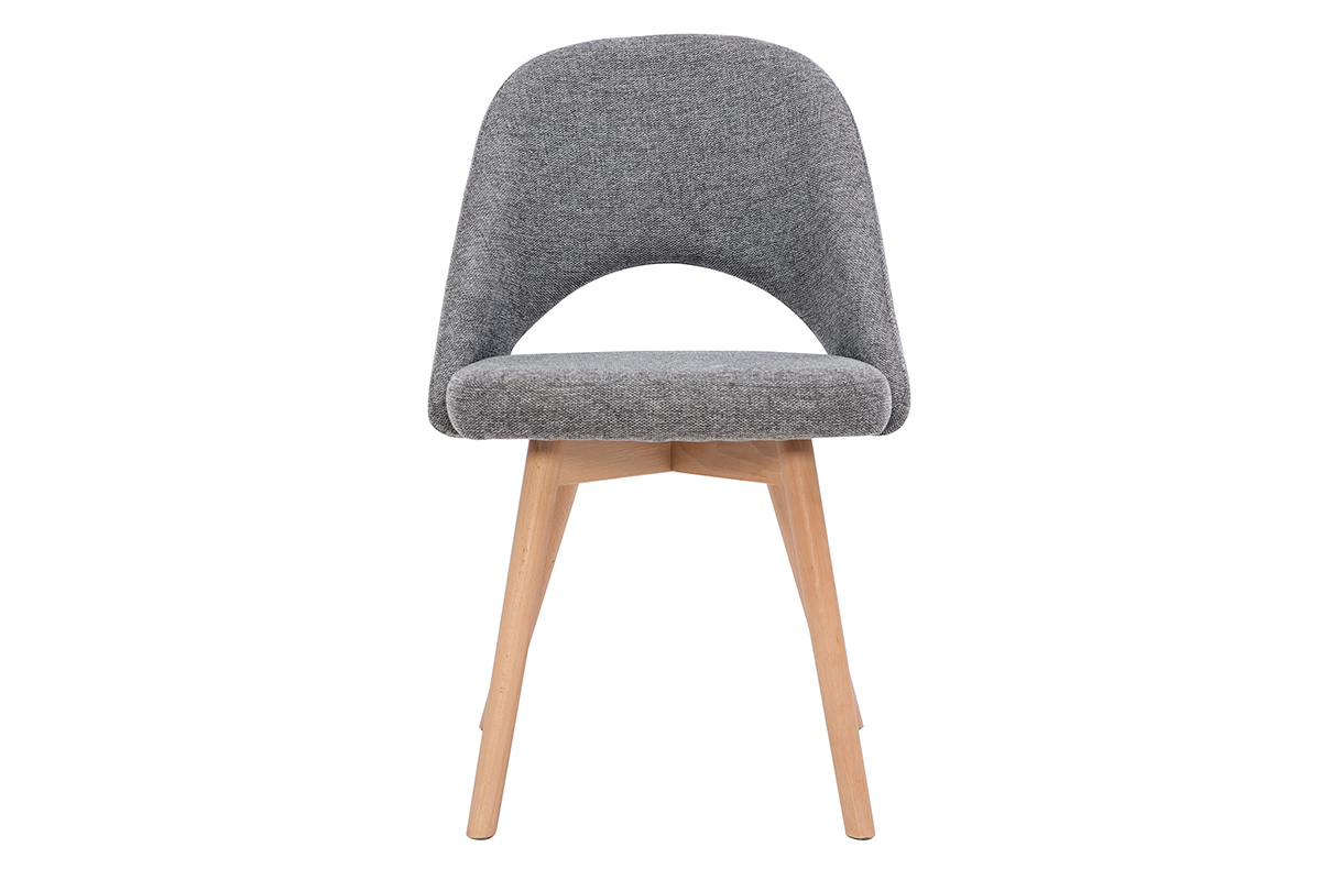 Chaises scandinaves en tissu effet velours textur� gris et bois clair (lot de 2) COSETTE