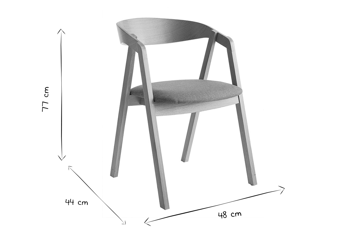 Chaises vintage empilables en bois teint� noyer et tissu gris (lot de 2) LOVA