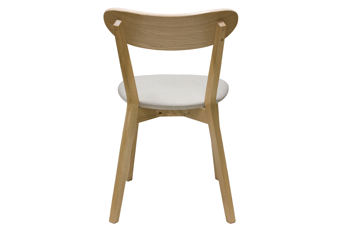 Chaises vintage en bois clair ch�ne et tissu beige (lot de 2) DOVE