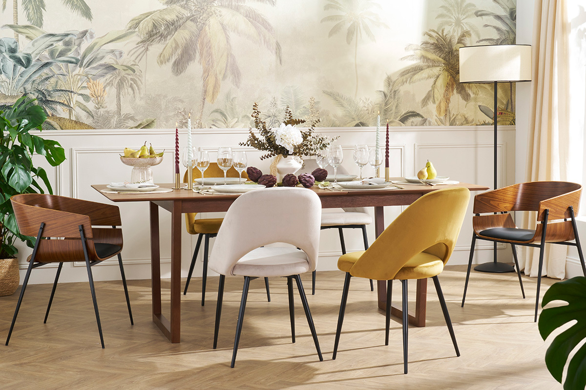Chaises vintage en tissu velours bronze et m�tal noir (lot de 2) COSETTE