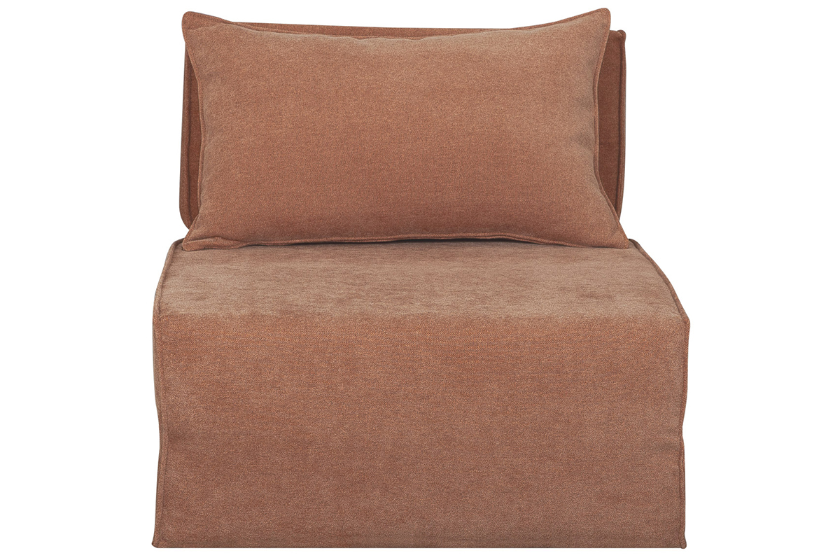 Chauffeuse 1 place convertible en tissu effet velours terre br�l�e VICTOR