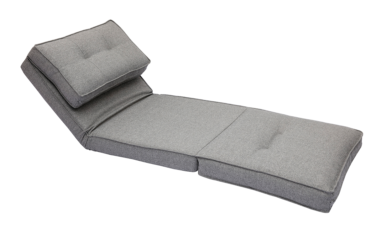 Chauffeuse 1 place convertible en tissu gris chin� SALLY