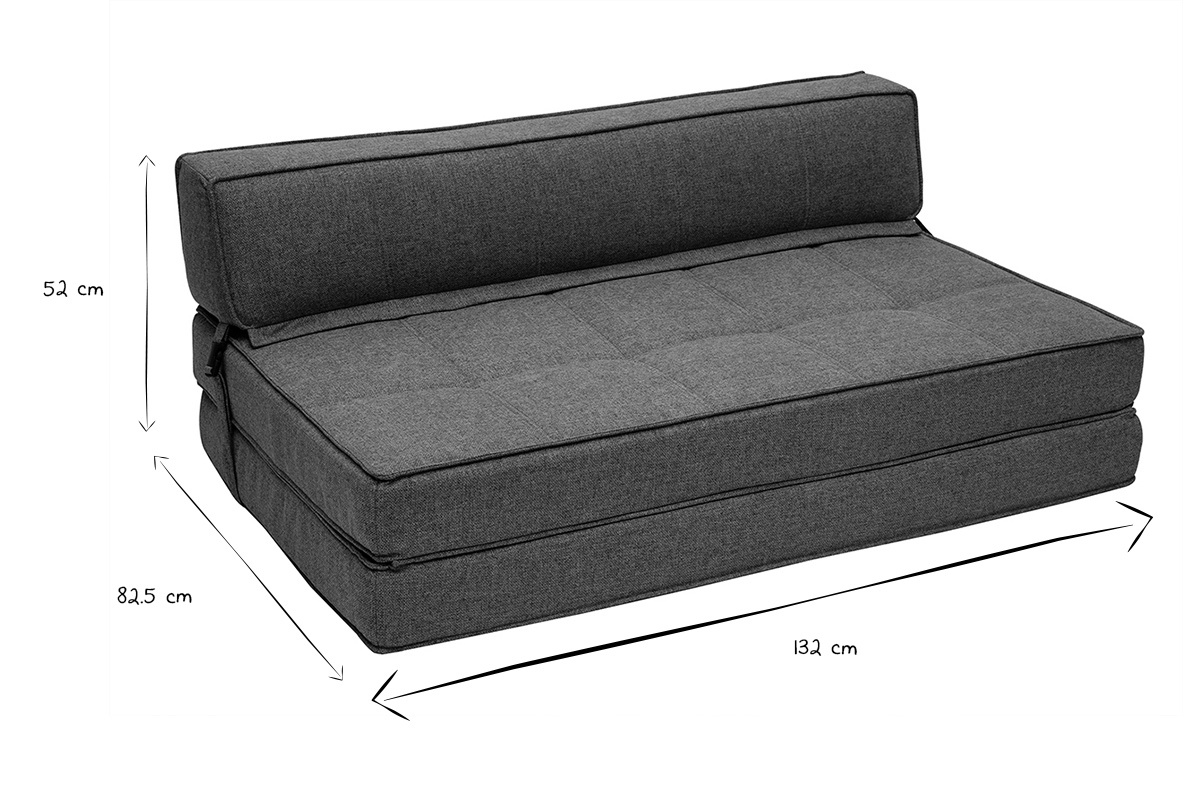 Chauffeuse convertible 2 places en tissu vert de gris KATY