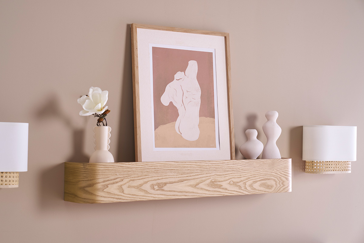 Etag�re murale bois clair fr�ne L90 cm HOPE