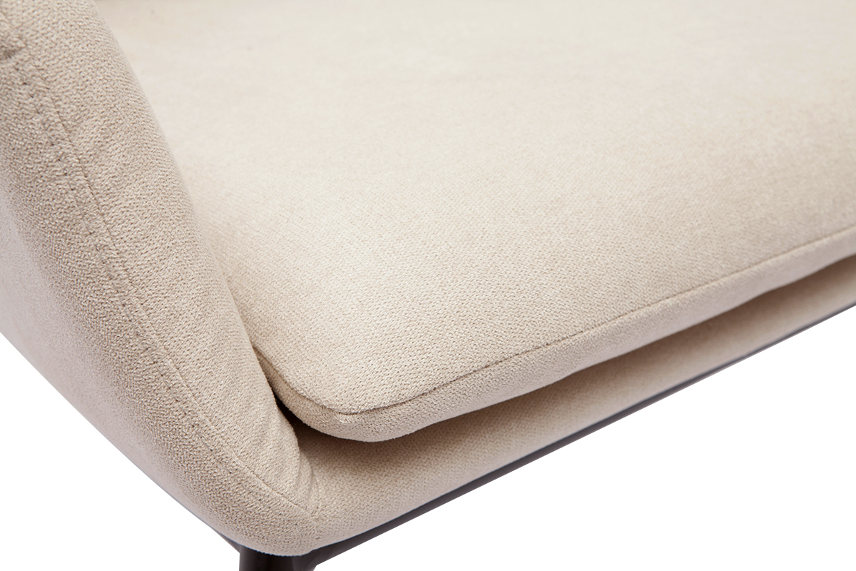 Fauteuil design en tissu effet velours beige et m�tal noir MAXINE