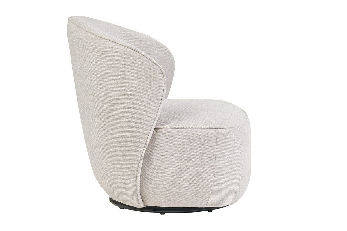 Fauteuil design pivotant en tissu effet velours textur� beige AMBER