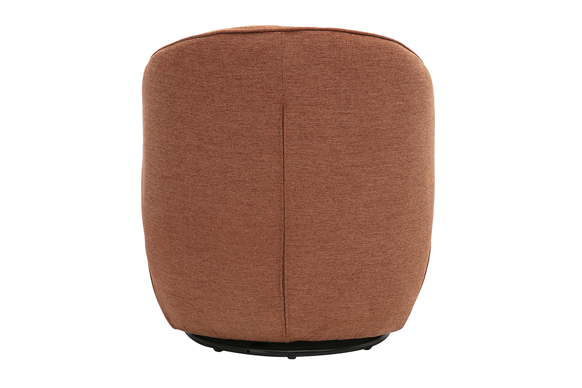 Fauteuil design pivotant en tissu effet velours textur� terre br�l�e, vue arri�re