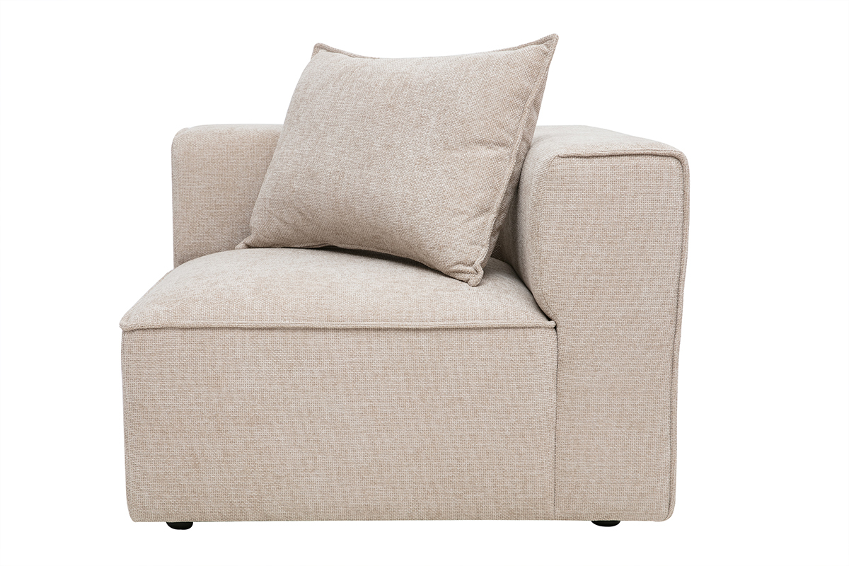 Module d'angle droit pour canap� en tissu effet velours textur� beige KERRY