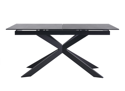 Table &agrave; manger extensible en c&eacute;ramique noire et m&eacute;tal L168-210 cm MELZA