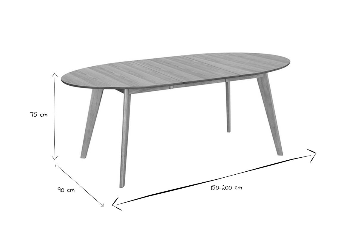 Table � manger extensible ovale en bois clair L150-200 cm MARIK