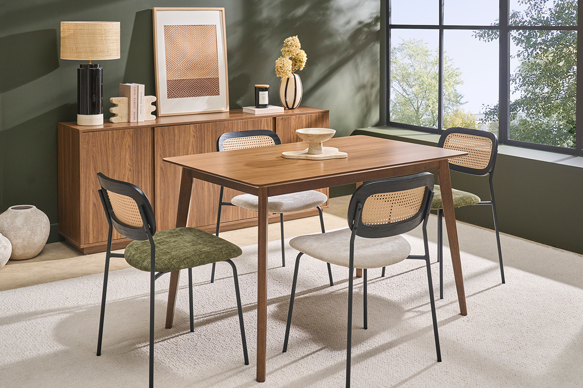 Table � manger rectangulaire bois fonc� noyer L120 cm ELION