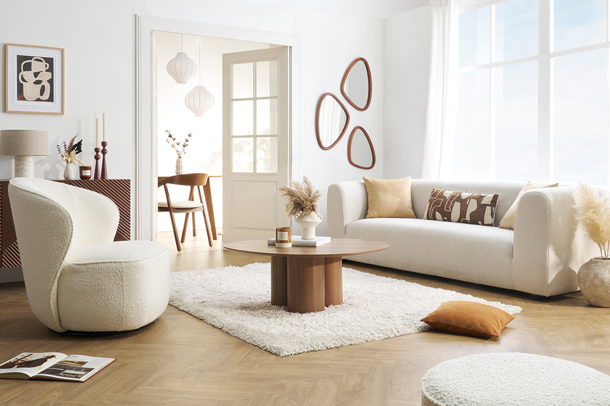 Table basse design bois fonc� noyer L100 cm HOLLEN
