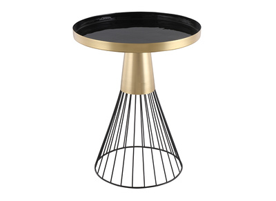 Table d'appoint ronde en acier laqu&eacute; noir et dor&eacute; D41 cm SPLEEN