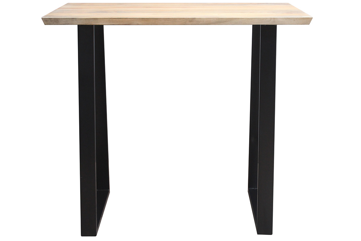 Table de bar en bois manguier massif et m�tal noir L120 cm VIJAY