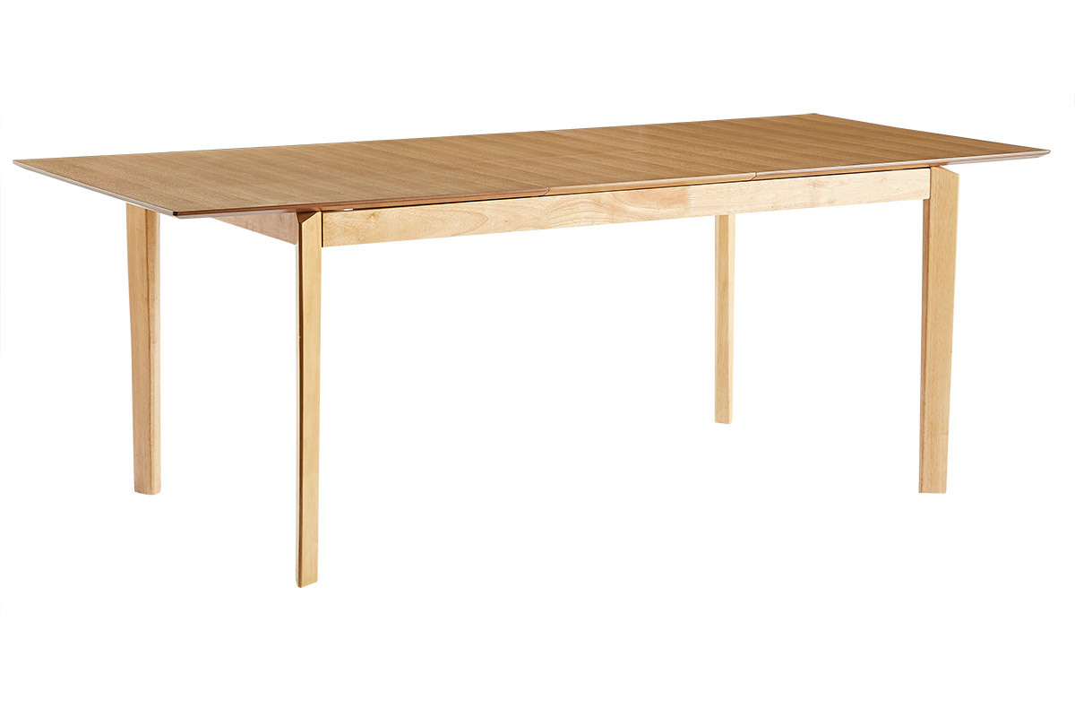 Table extensible rallonges int�gr�es rectangulaire en bois clair fr�ne L160-210 cm BONAVISTA