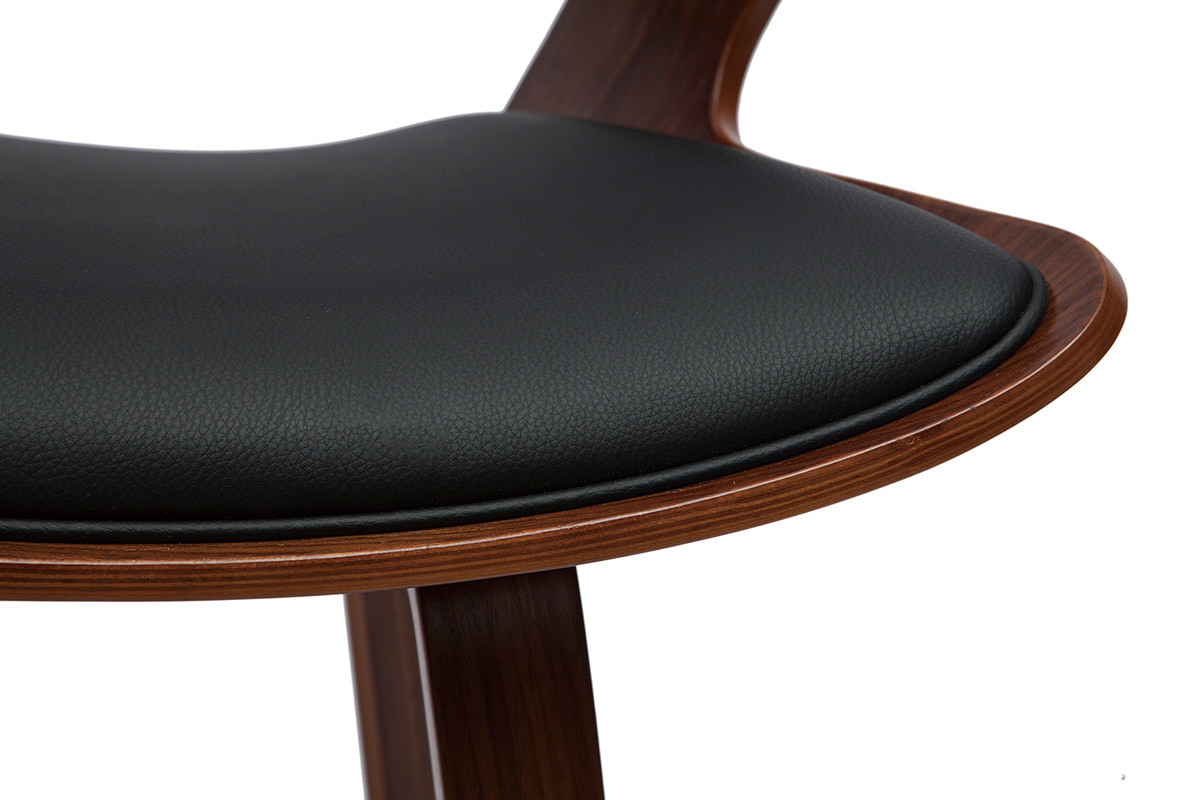 Tabouret de bar design noir et bois fonc� H65 cm SYRAH