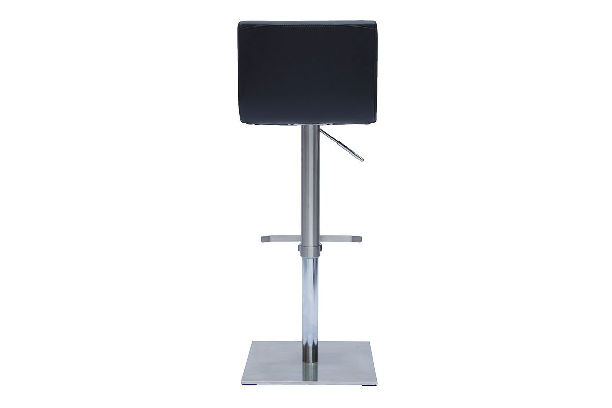 Tabouret de bar design r�glable noir et inox bross� SHEINA