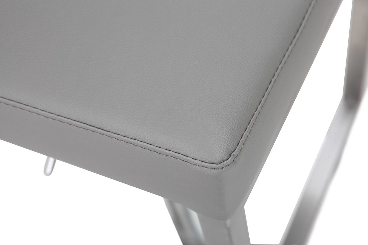 Tabouret de bar relevable gris et acier chrom� KYLE