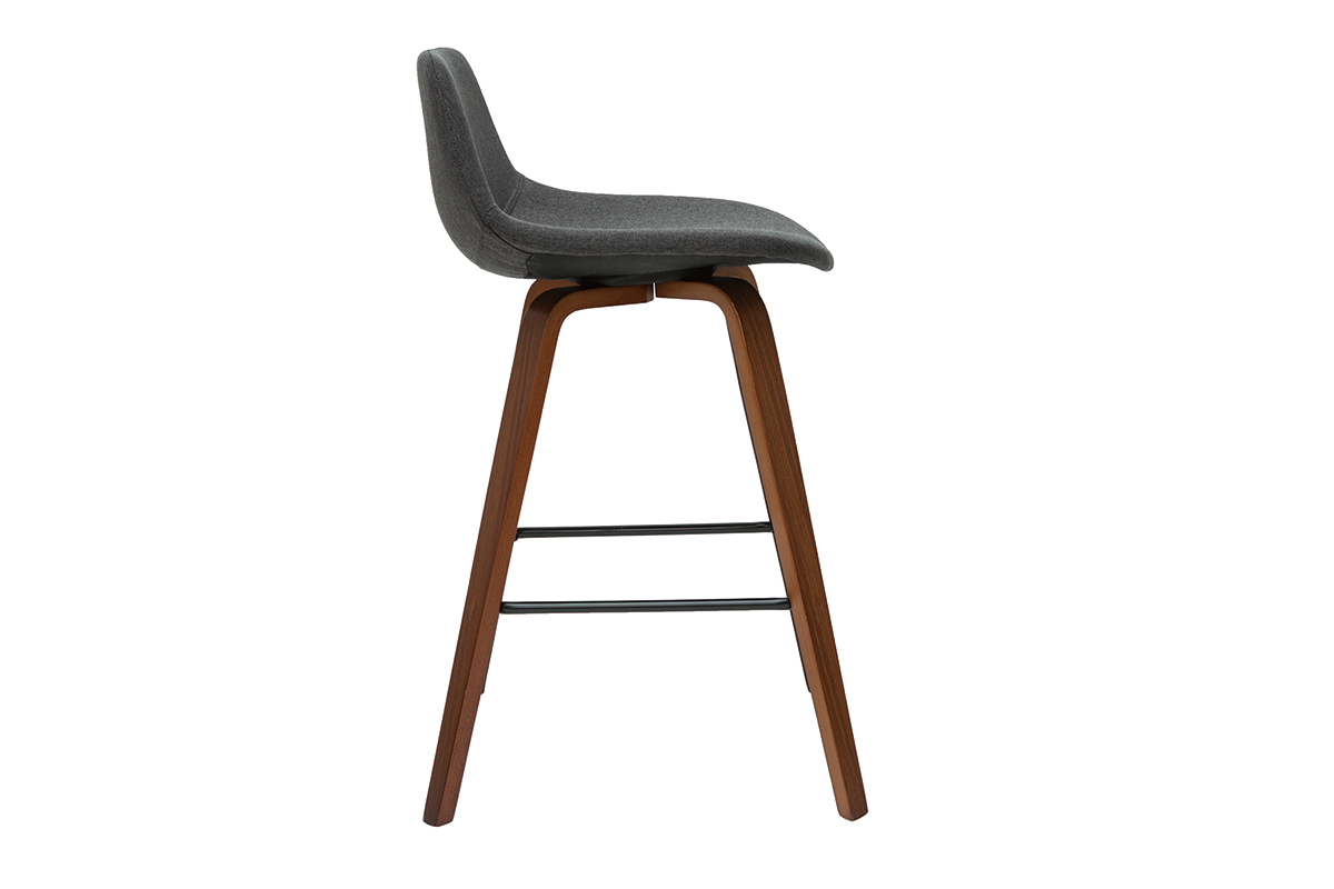 Tabourets de bar design gris fonc� et noyer H65 cm (lot de 2) NONIE