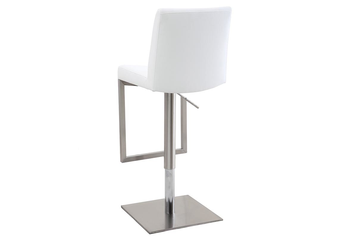 Tabourets de bar relevables blanc et acier chrom� (lot de 2) KYLE